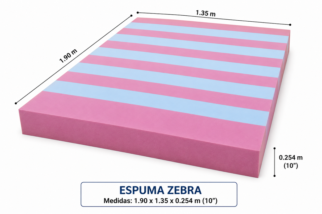 ESPUMA ZEBRA LILA/CELESTE 2 PLZ X 10" C/PLASTICO D20KG/M3