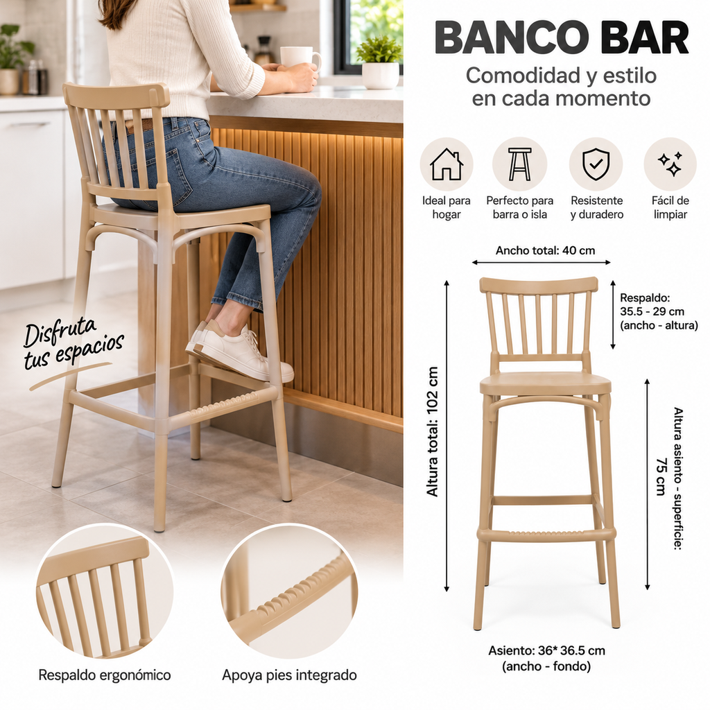 BANCO BAR FIJO ASIENTO Y RESPALDO EN PP (RTA-JZC-556)